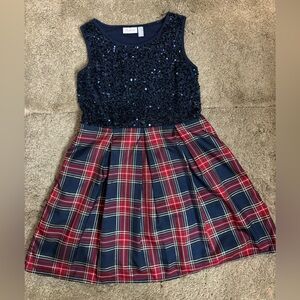 Girls Sequin Plaid Fit And Flare Dress - Tidal